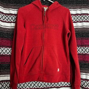 Vintage Carhartt Full Zip Sweatshirt Hoodie Red Spellout